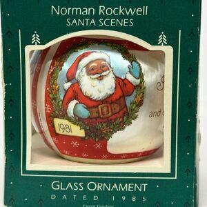 Vintage Hallmark Norman Rockwell Glass Ball Christmas Ornament 1985